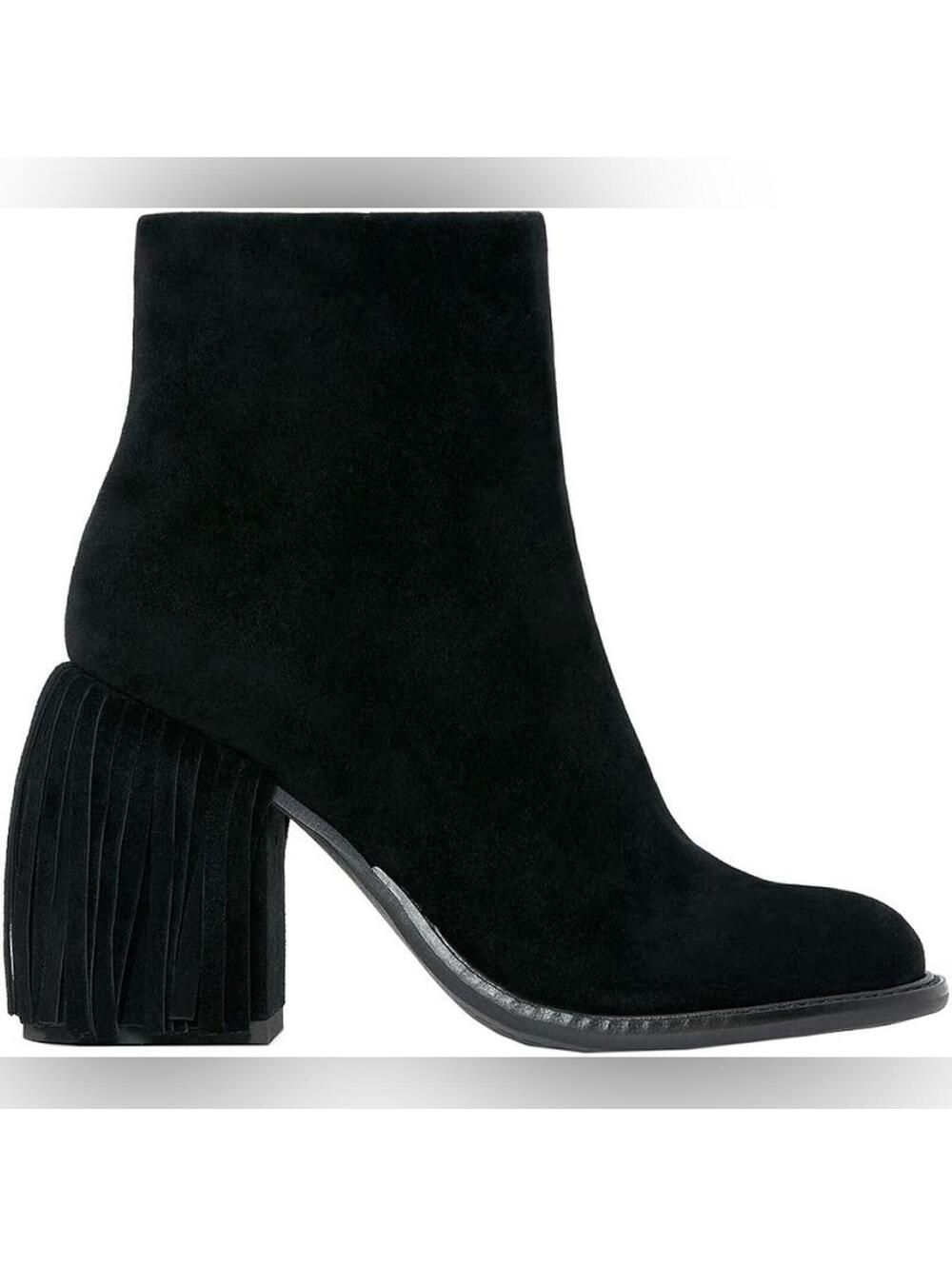 Kelsi Dagger “Brooklyn” Black Suede Fringe Ankle Boots